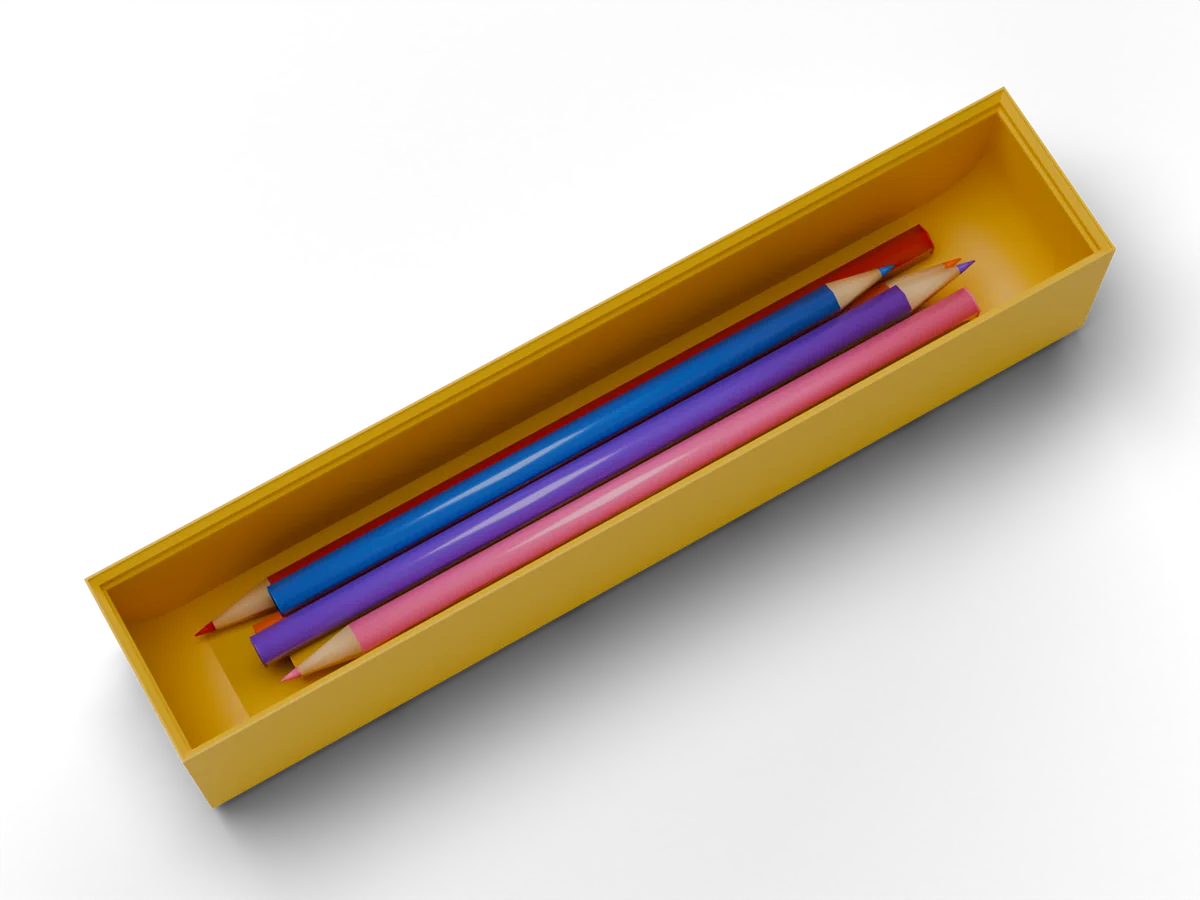 Žlutá krabička s pastelkami